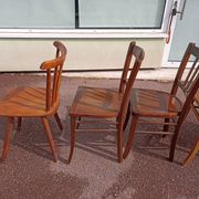 Set of 16 mismatched wooden bistro chairs - vintage - luterma