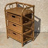 Cabinet with vintage rattan drawers