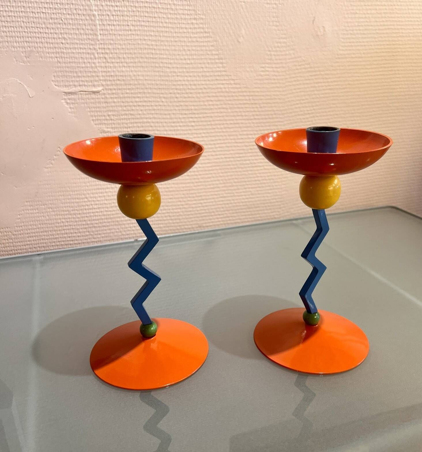 Paire de bougeoirs, Memphis, 1980