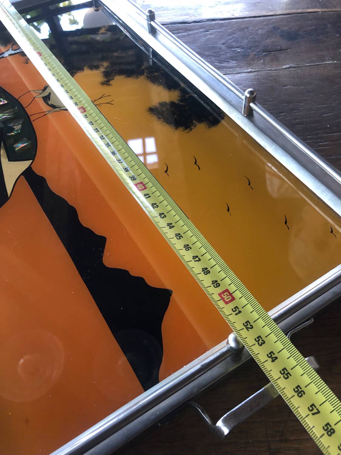 Art Deco tray in reverse painted glass