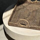 Rectangular Asian handmade basket with circular handle L:45 l:35