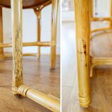 Bamboo Bistro Set / Table and Chairs Dining Set / Outdoor Cane Wicker, Mid Century Patio Furniture