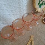 Set of 4 vintage rosaline walking glass