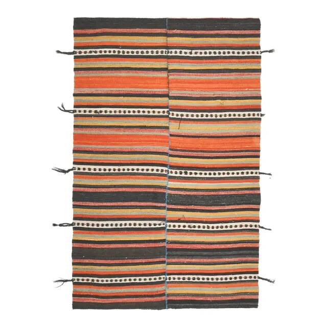 Vintage Turkish Oushak Handmade Wool Cotton Orange Area Rug 147x229