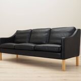 Canapé en cuir noir, design danois, années 1970, fabrication : Hurup Møbelfabrik