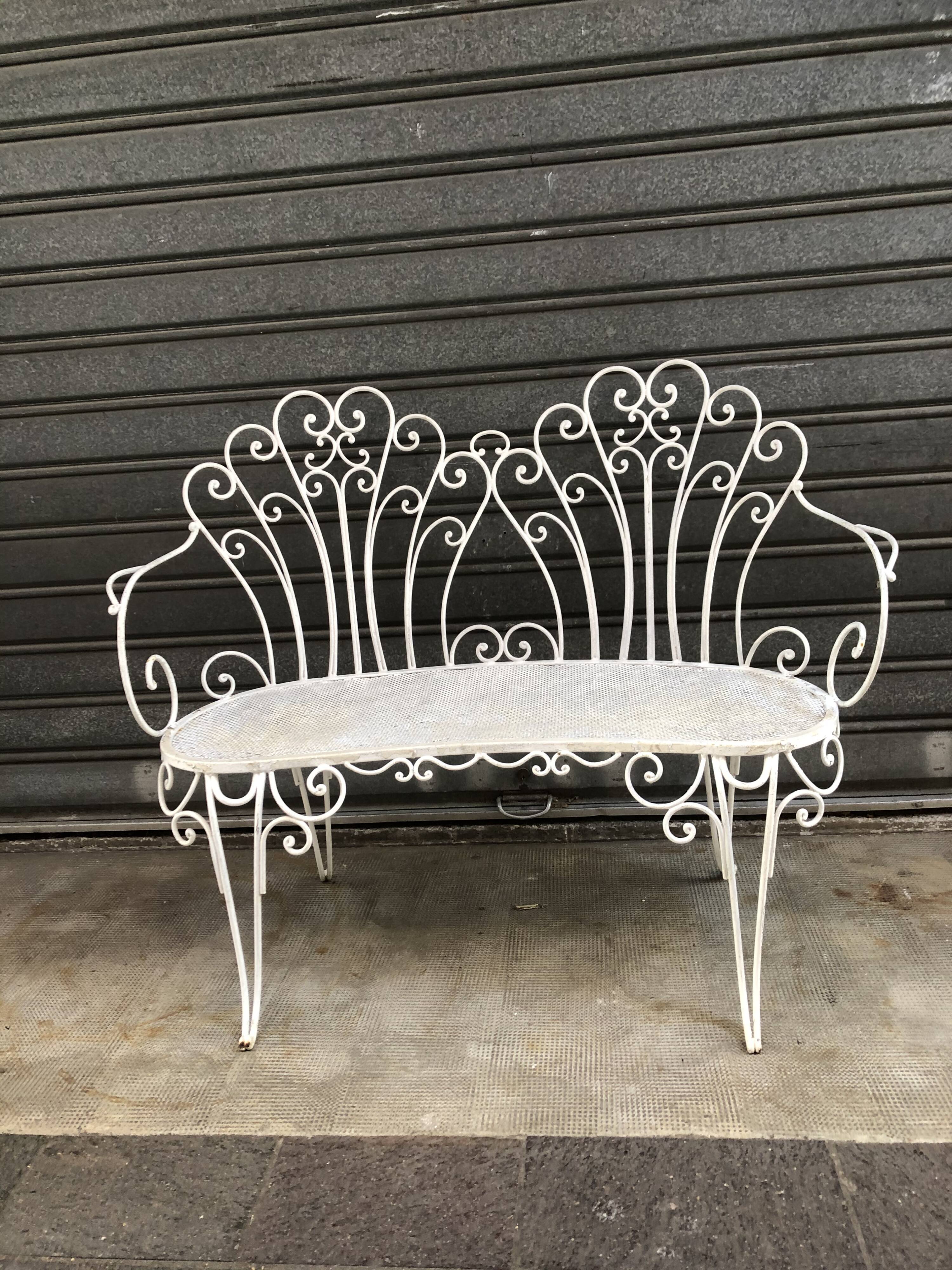 Banquette 2 place en fer forgé années 1960