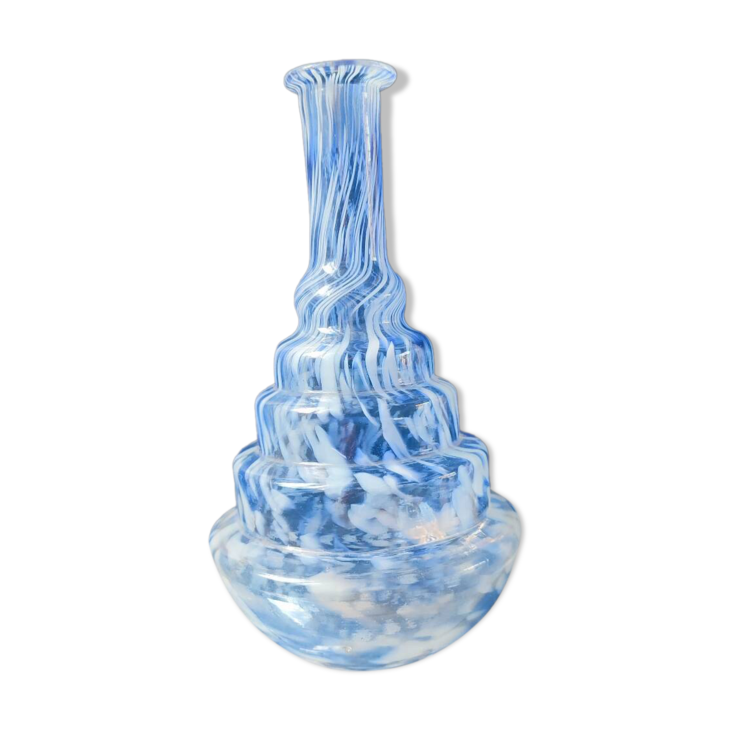 Blown glass bottle, Clichy glassworks, 20th century