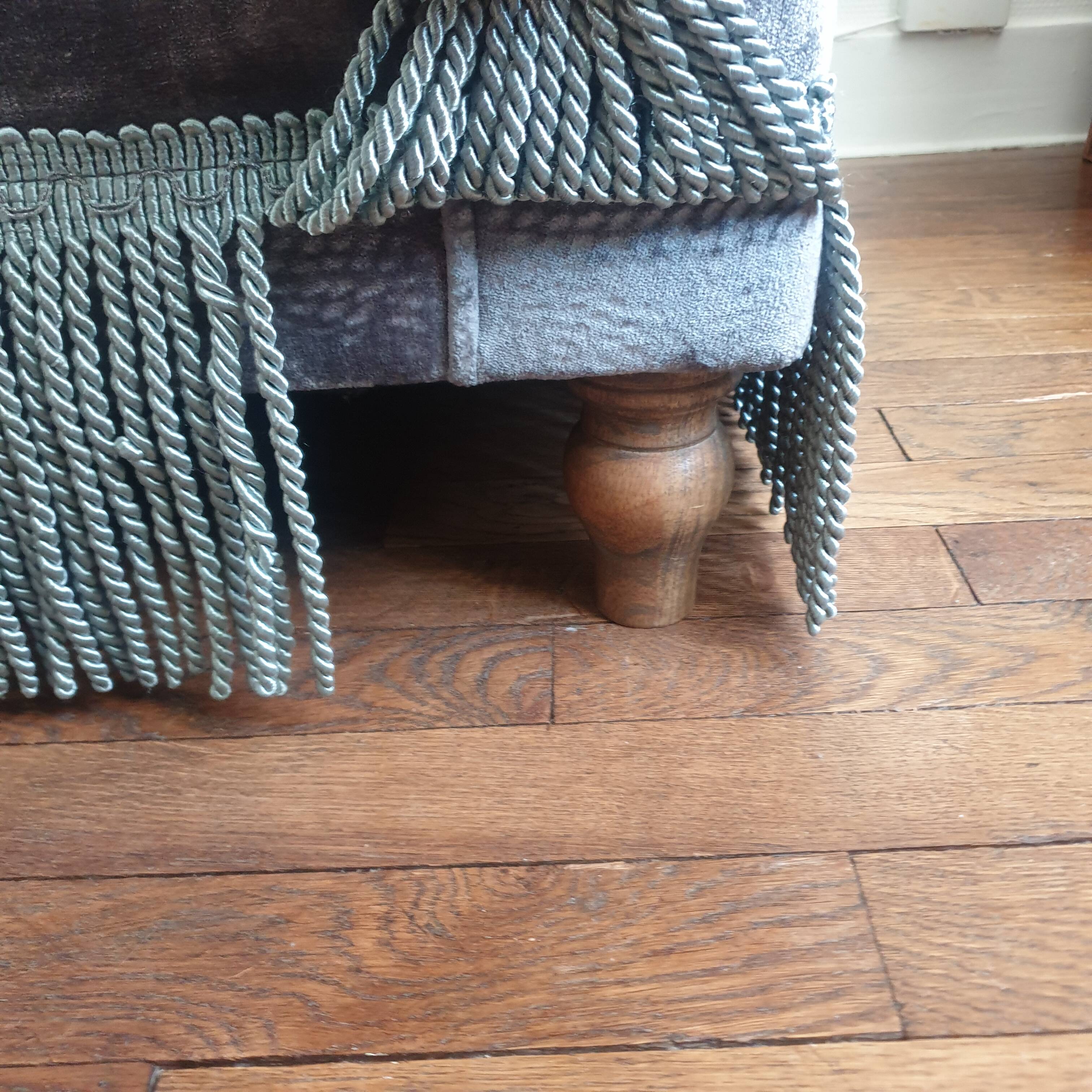 Canapé style Chesterfield vintage bleu gris velours