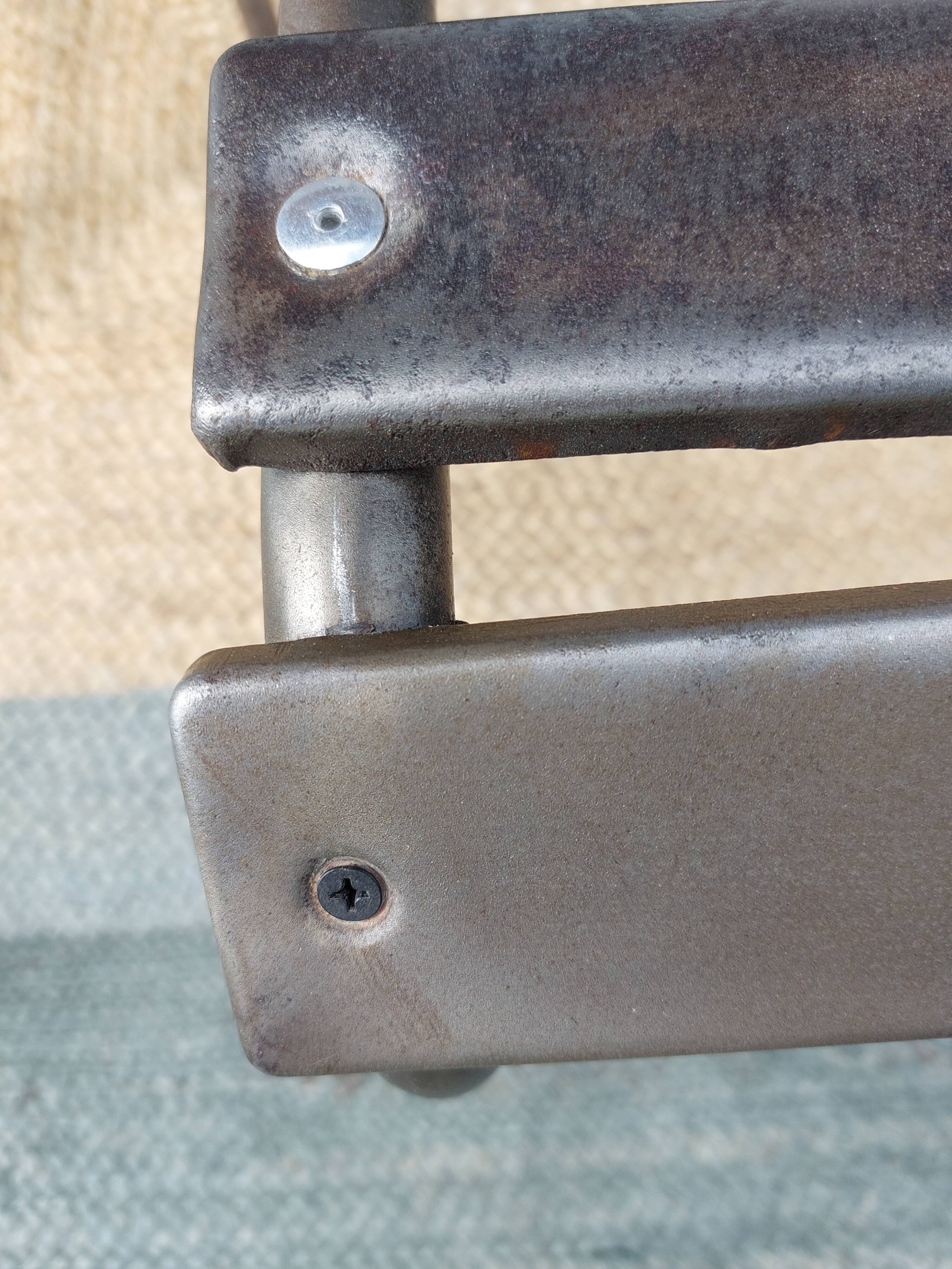 3 metal chairs, Tolix style