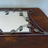 Designer mirror with gray metal surround 89x37cm