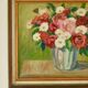 Peinture à l'huile sur panneau vintage européenne originale – « Décoration florale »