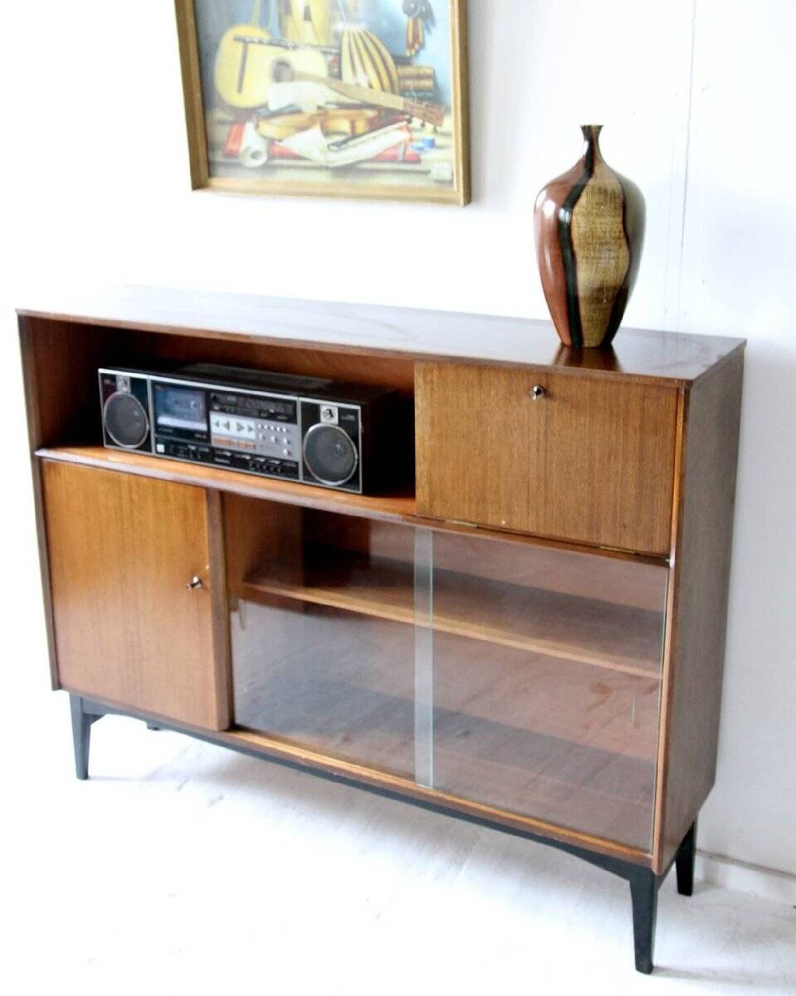 Nathan 1960s brown wooden wardrobe — mid-century style furniture