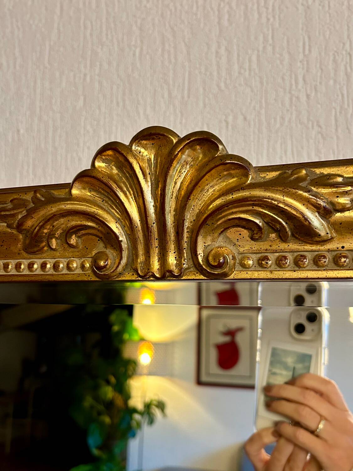 Large beveled mirror - Gold metal frame - Made in Belgium