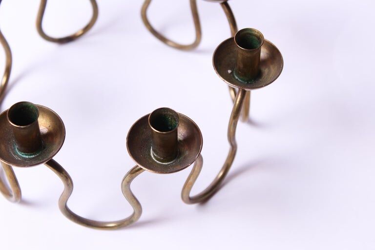 Brass candleby by Lars Holmstrom Sweden 1950s