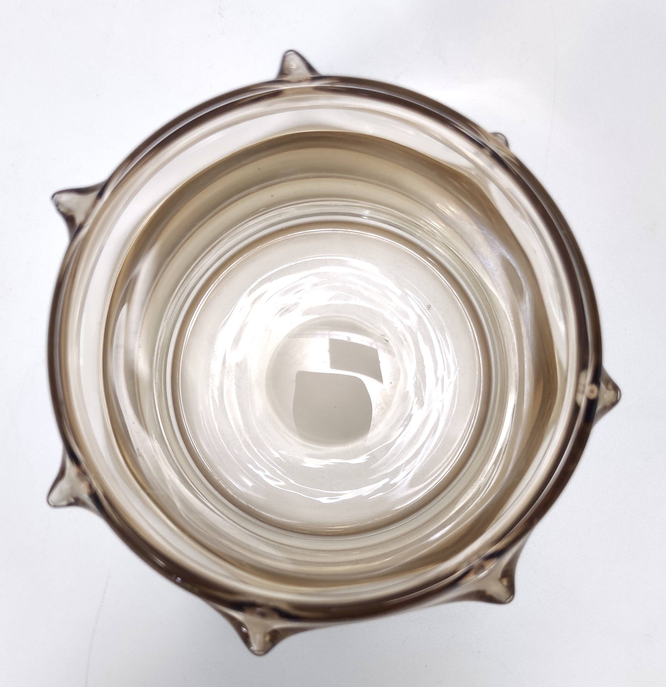 Amber Murano Glass Vase with Bugne Ascribable to Ercole Barovier, Italy