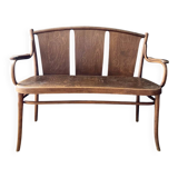 Bistro-style bench in embossed wood stamped Thonet - early 20th century