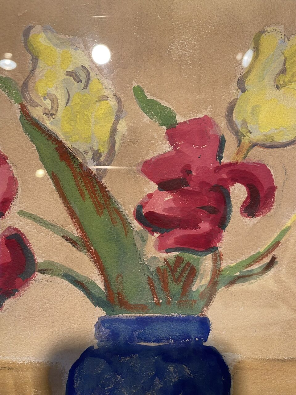 Old painting, still life with tulips, 70-80s