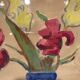 Tableau ancien, nature morte aux tulipes, années 70-80