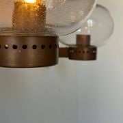 Pair of vintage wall lights, copper and bubbled glass, BEGA Germany 1970
