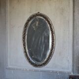 Vintage mirror, wall mirror, oval mirror, wrought iron mirror, brutalist