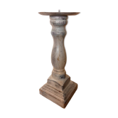 Bougeoir en bois patiné gris