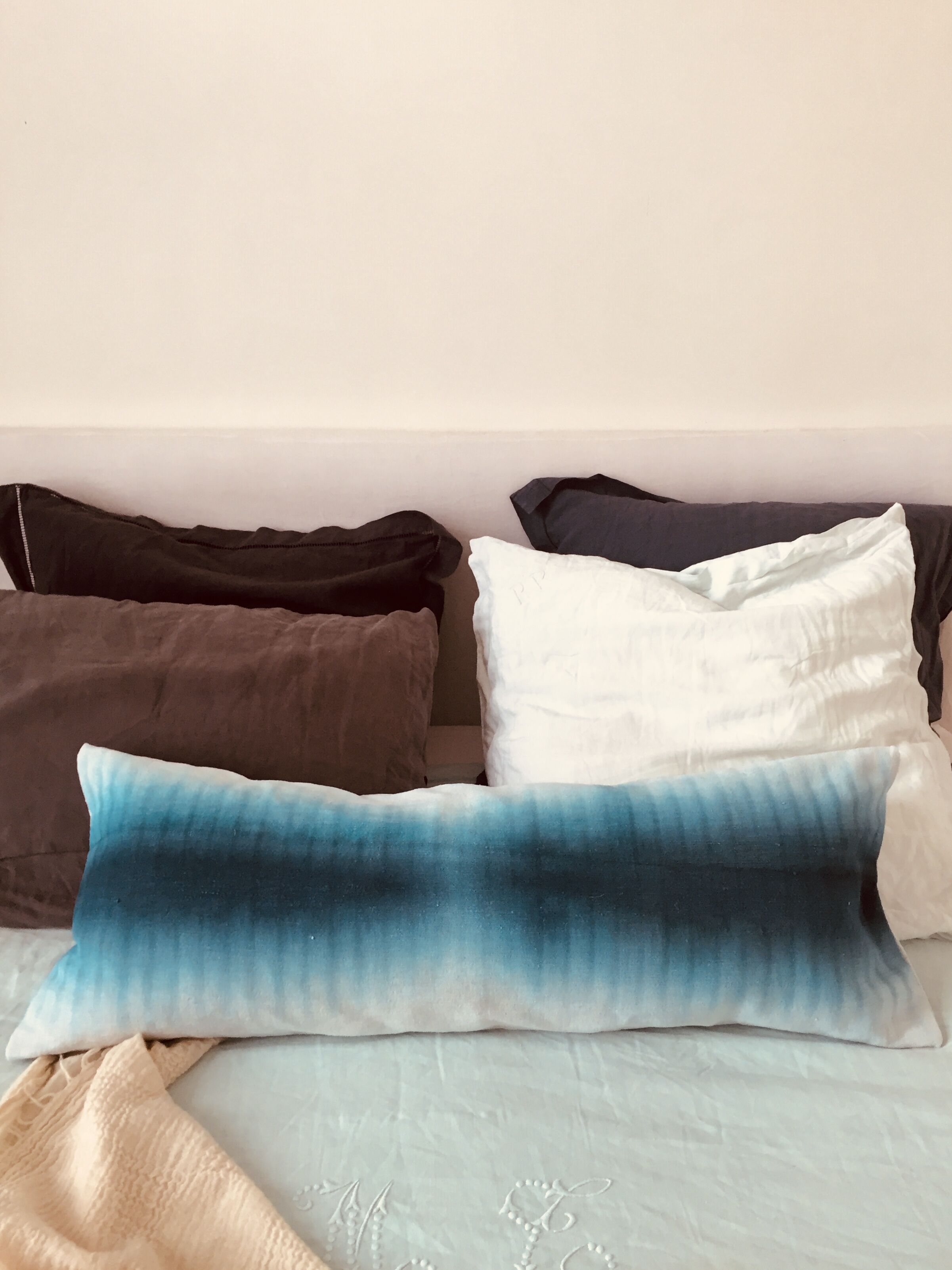 Deep and die blue watercolor cushion