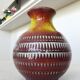 Vintage Scheurich Fat Lava Vase: West German Red & Yellow Pottery
