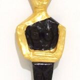 Fertility statue woman inspired by Cycladic idol Greece in cement