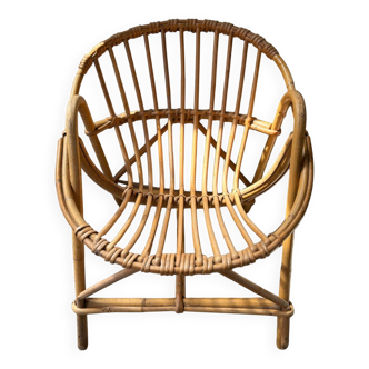 Fauteuil en rotin enfant vintage années 70