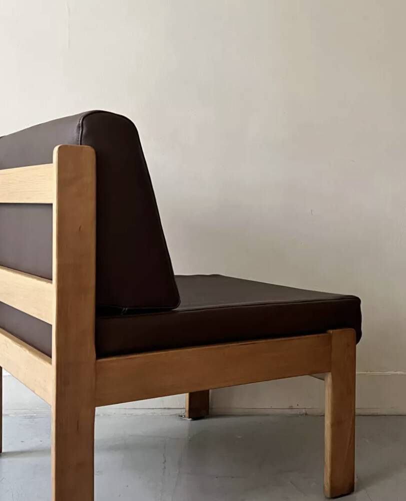 Modernist wooden armchair by Bauman, 1970 design.