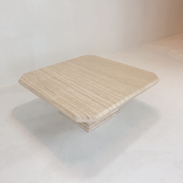 Table de bar en travertin italien ou table basse, années 1980