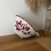 Vintage earthenware bowl with pink floral design from Badonviller.