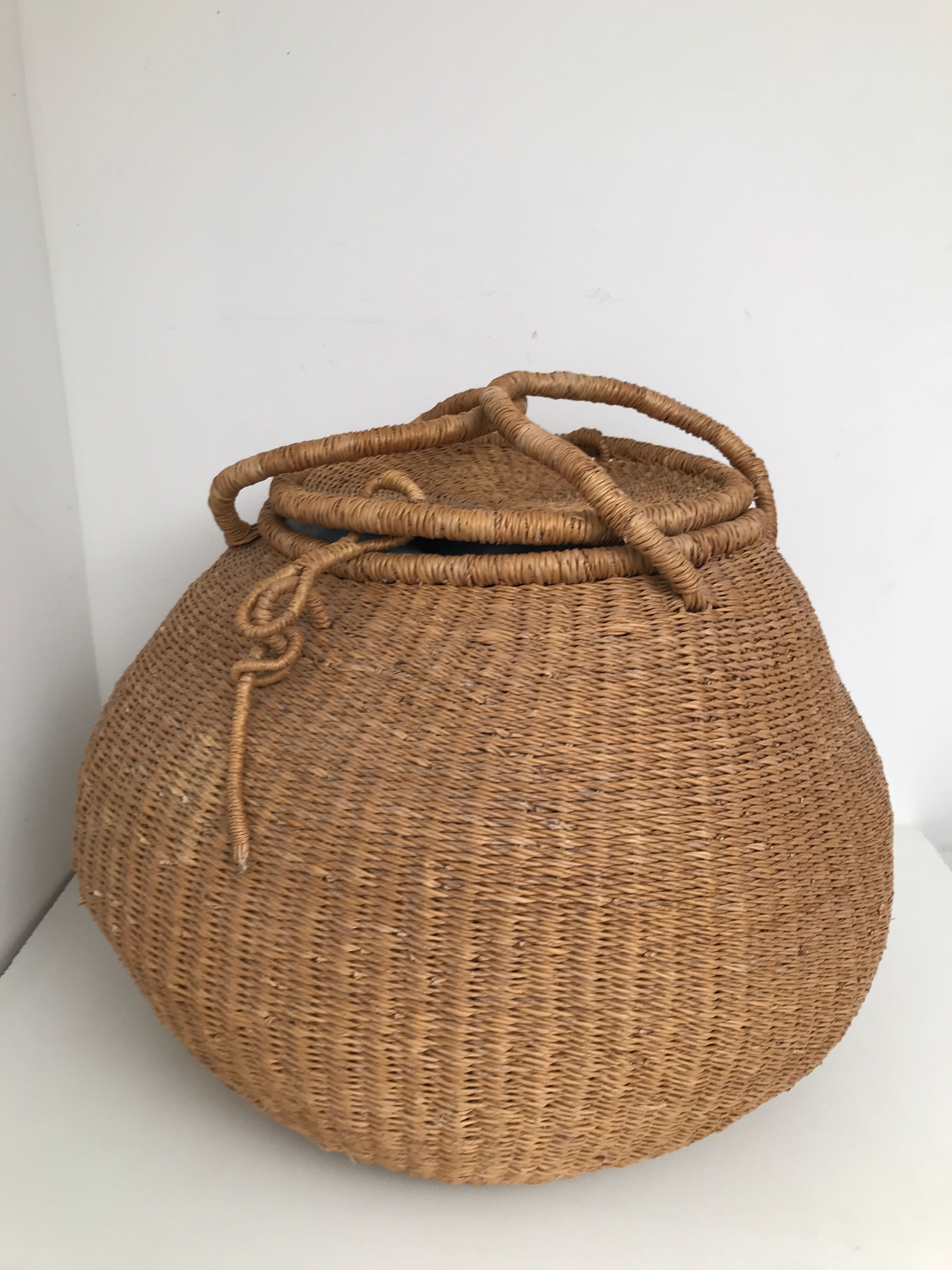 Vintage old wicker basket basket