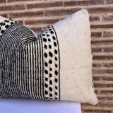 Housse de coussin rectangulaire berbère Zanfi - Fait main - 100 % laine