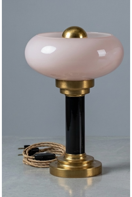 Lampe de chevet ou à poser art-déco • Verre ancien & Laiton patiné