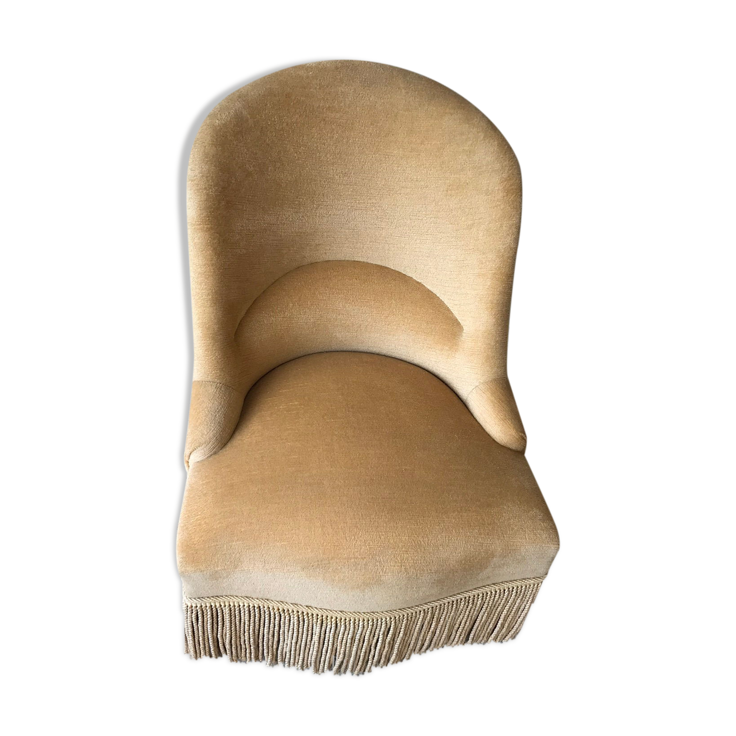 Yellow velvet toad armchair