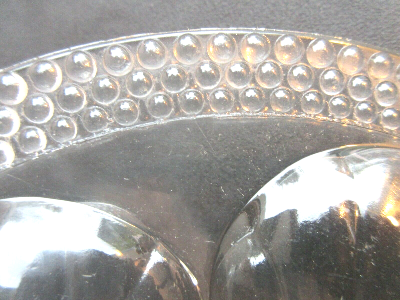 Set of 9 oyster plates in thick glass quite heavy, vintage or Art Deco