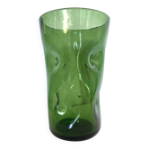 Cylindrical Green Hand-Blown Glass Vase by Vetrerie Empolesi, Italy