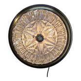 Lampe de plafond vintage avec verre taillé et bord en laiton (40 cm)