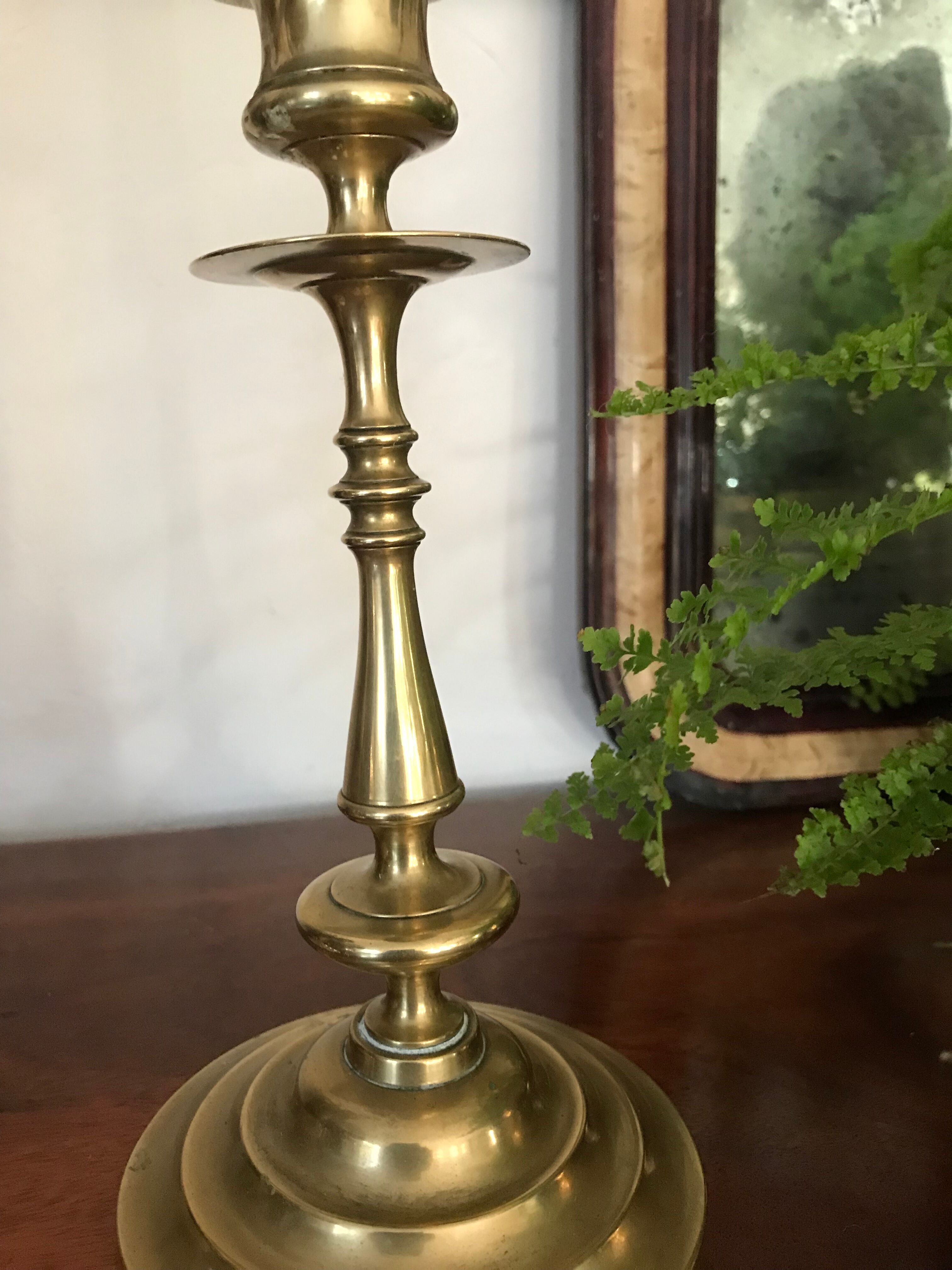 Pair of solid brass candle holders
