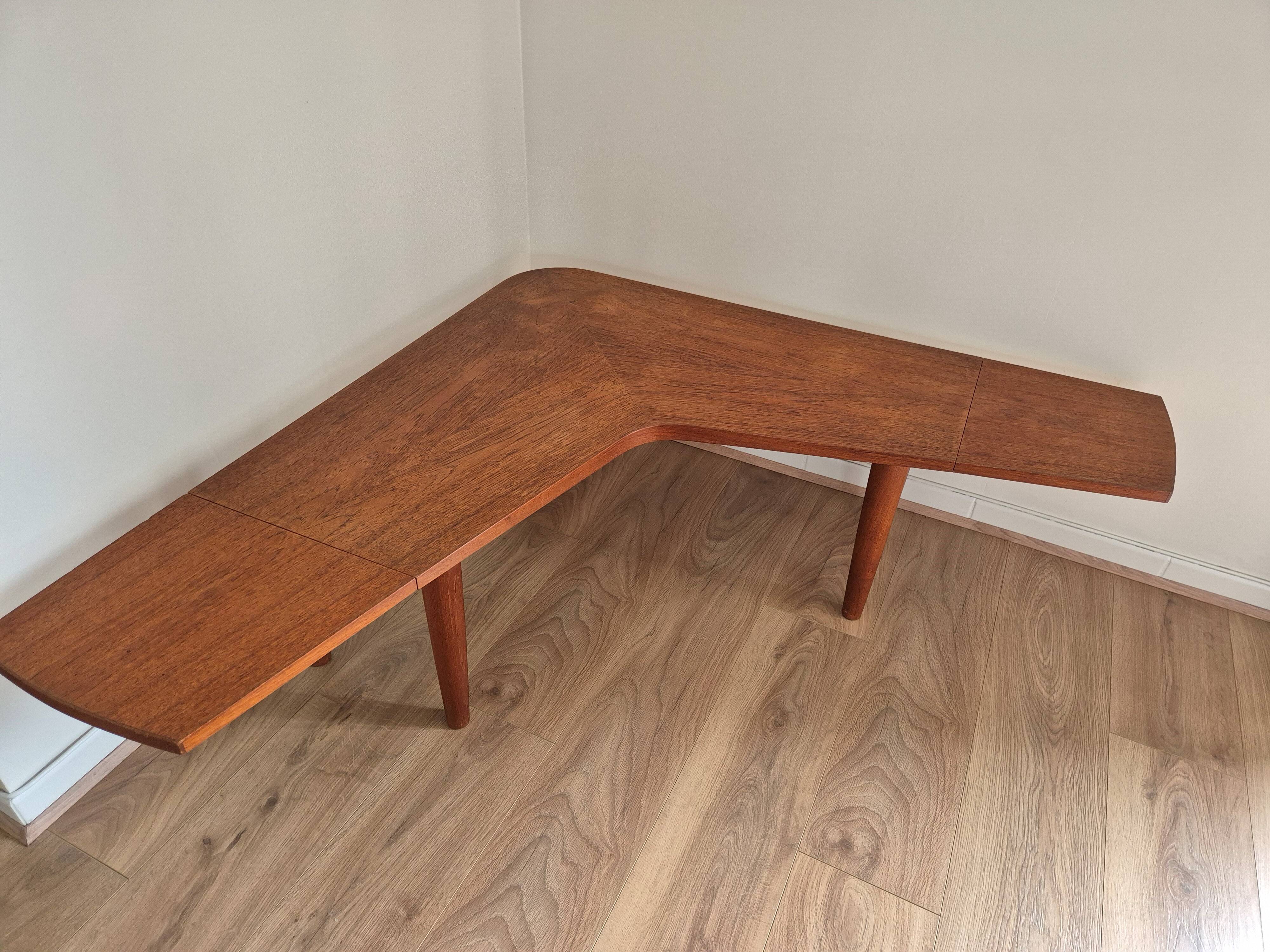 Vintage Scandinavian boomerang coffee table with folding extensions by Samcom