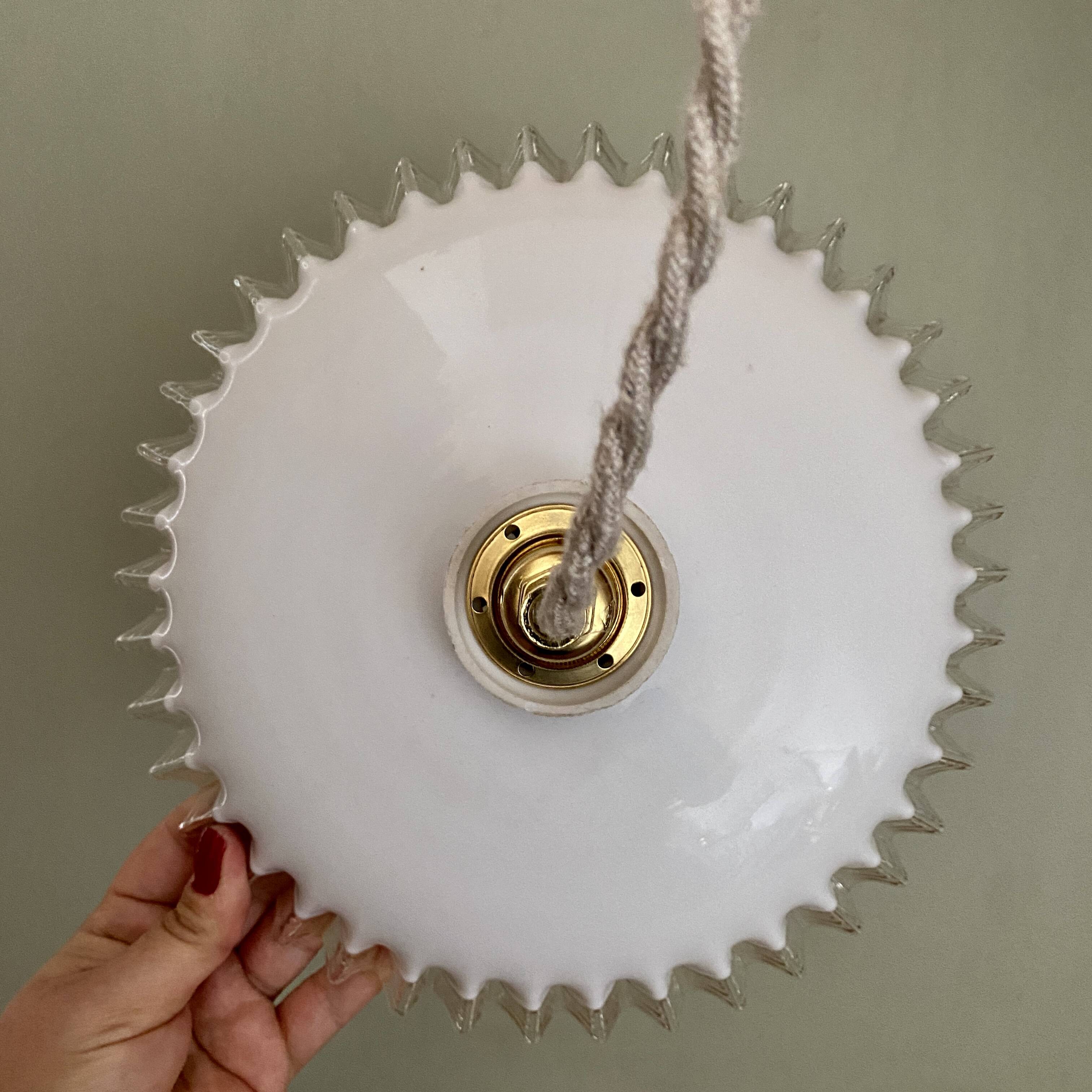 Vintage lampshade pendant light in white opaline