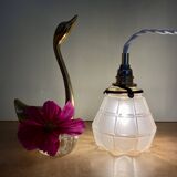 Vintage art deco tulip walking lamp in frosted glass