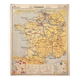 Ancienne carte scolaire Hachette 5, 1940 - France voies ferrées (trains)