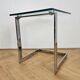Midcentury Design Cantilevered Glass & Chrome Side Coffee Table, 1980s