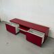 Glossy red semi-vintage lacquered IKEA sideboard with drawers