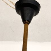 Stilnovo Italian Midcentury Chandelier, Brass & Opaline Glass, 1950s
