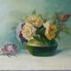Painting, oil on canvas, bouquet of flowers, roses, 20s