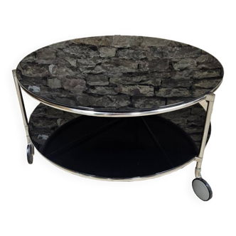 Vintage Strind coffee table in black opaline glass by Ehlen Johansson for Ikea France