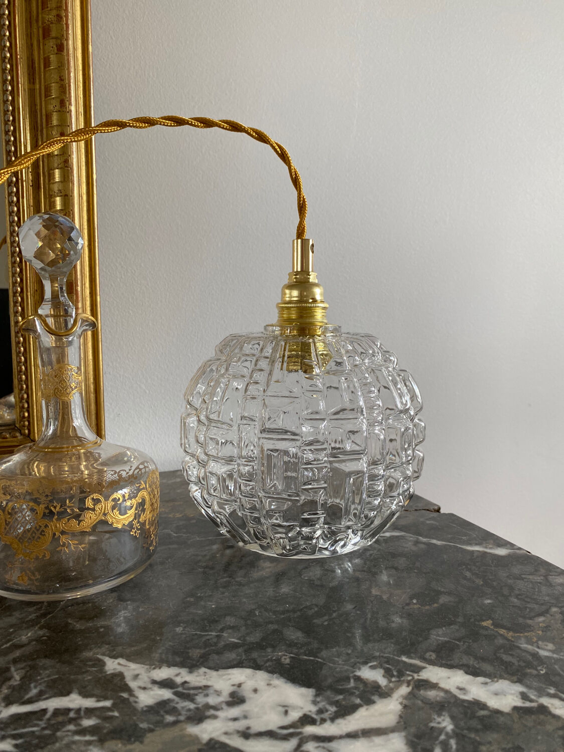 Walkway with transparent vintage globe